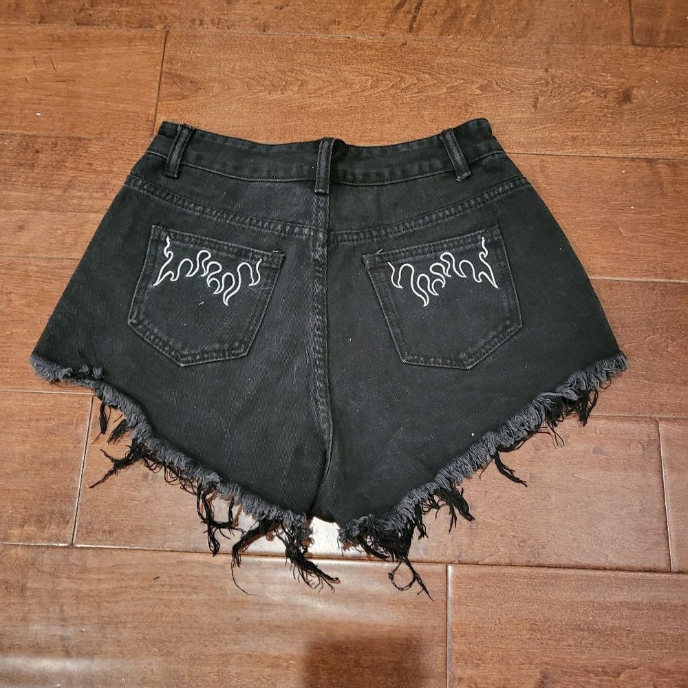 Black flame High waisted shorts Size M